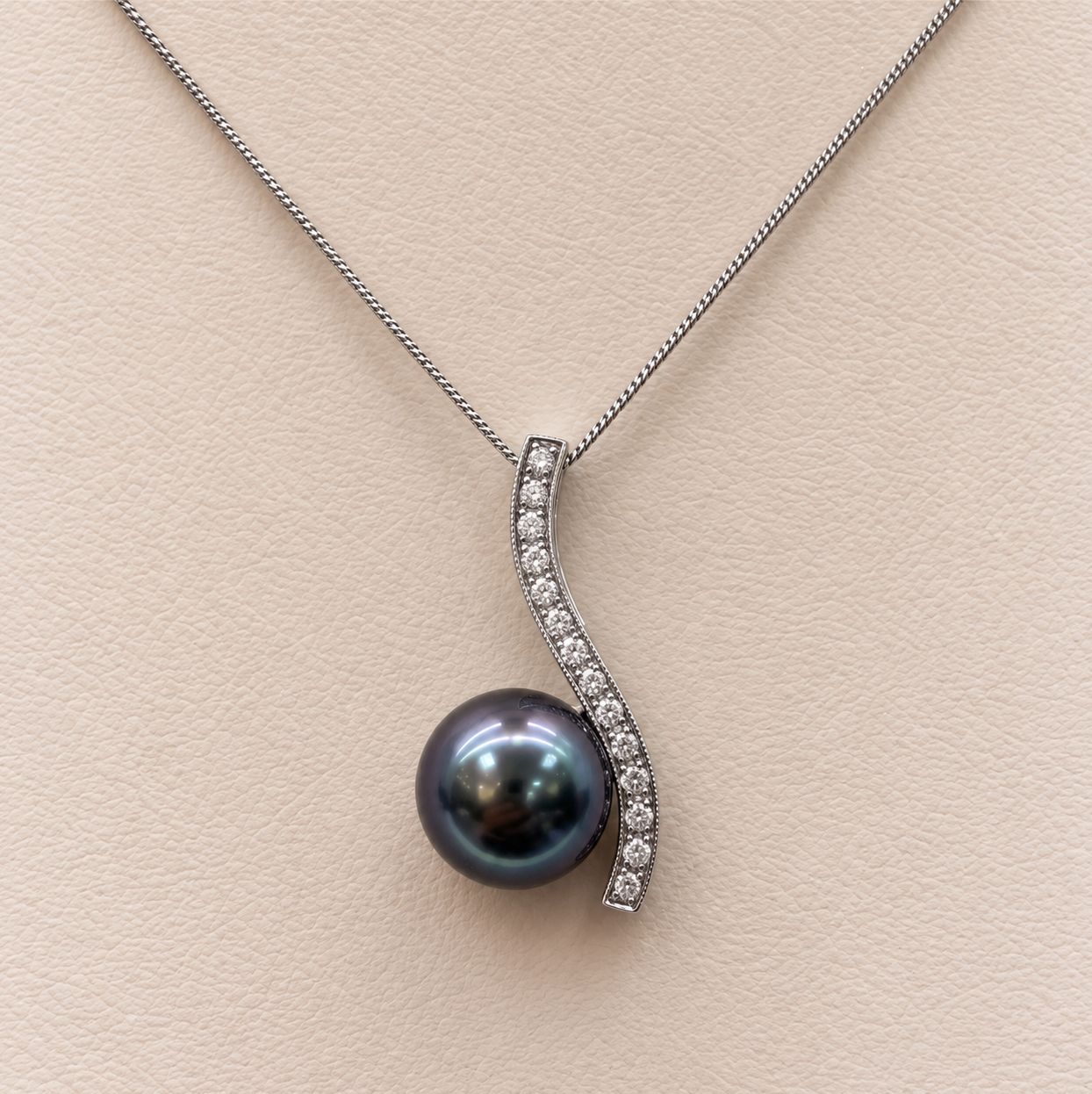 Diamond and Tahitian Pearl Necklace w/ Chain
