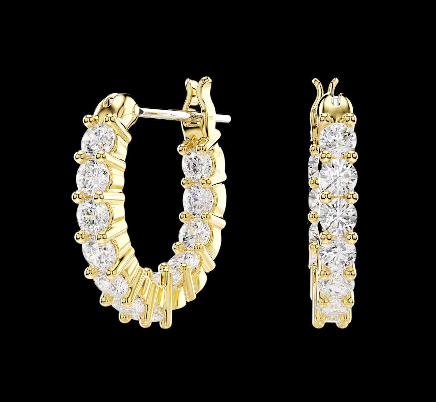 Matrix Vittore Hoop Earrings, Round Cut, White, Gold Plated - 5733398