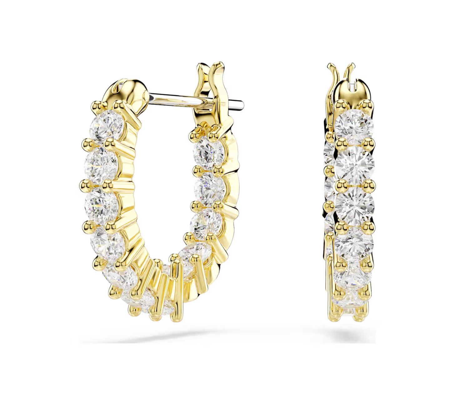 Matrix Vittore Hoop Earrings, Round Cut, White, Gold Plated-5733398