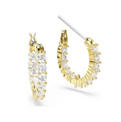 Matrix Vittore Hoop Earrings, Round Cut, White, Gold Plated-5733398