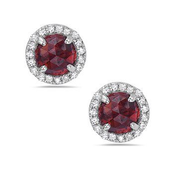 Ruby &amp; Diamond Halo Earrings Bassali