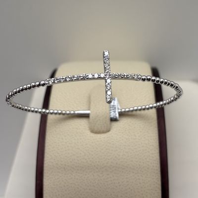 14KW Diamond (0.65ct) Cross Bangle