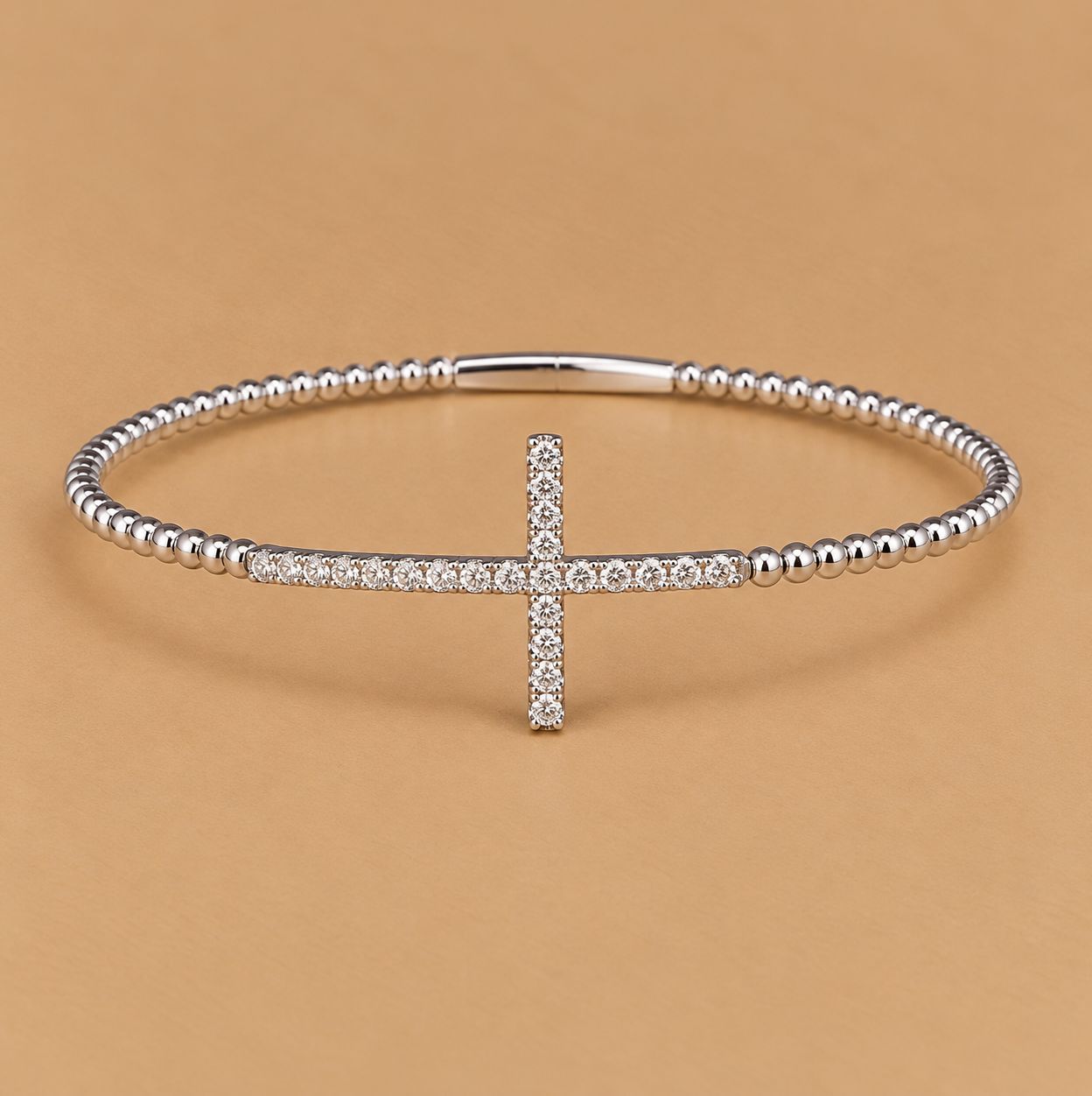 Cross Beaded Diamond Bangle