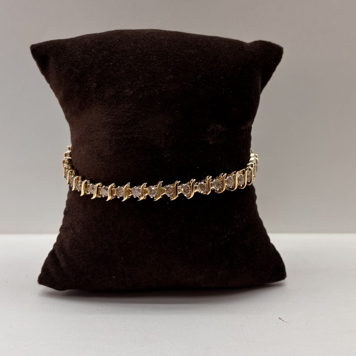 14KY &amp; Diamond (2ct TDW)  "S" Shape Tennis Bracelet