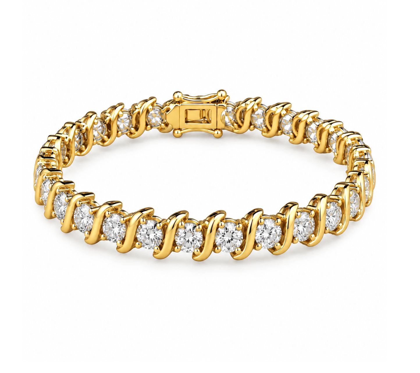 Alternating "S" Link Diamond Tennis Bracelet