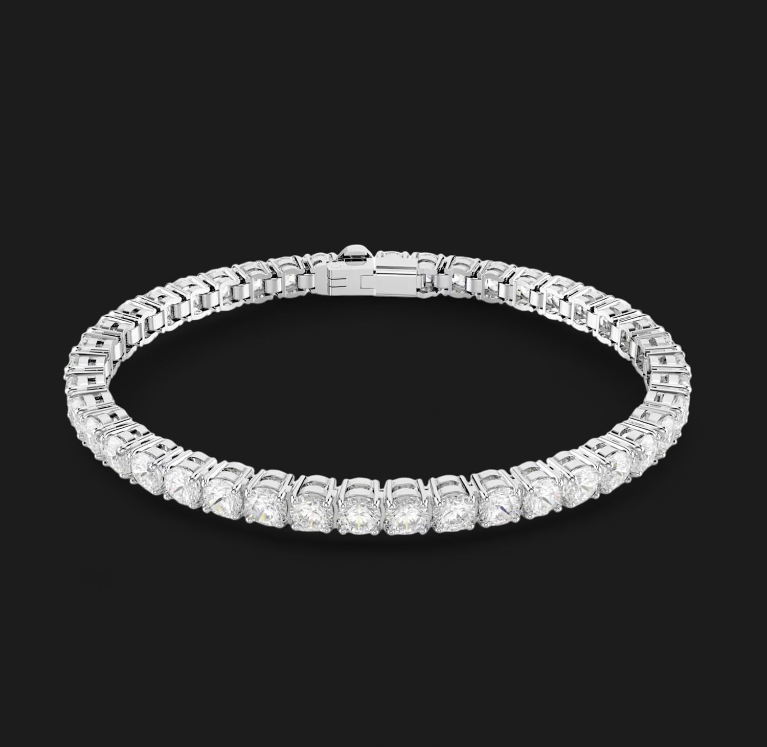 Matrix Tennis Bracelet, Round Cut, White (Size XL) - 5660917