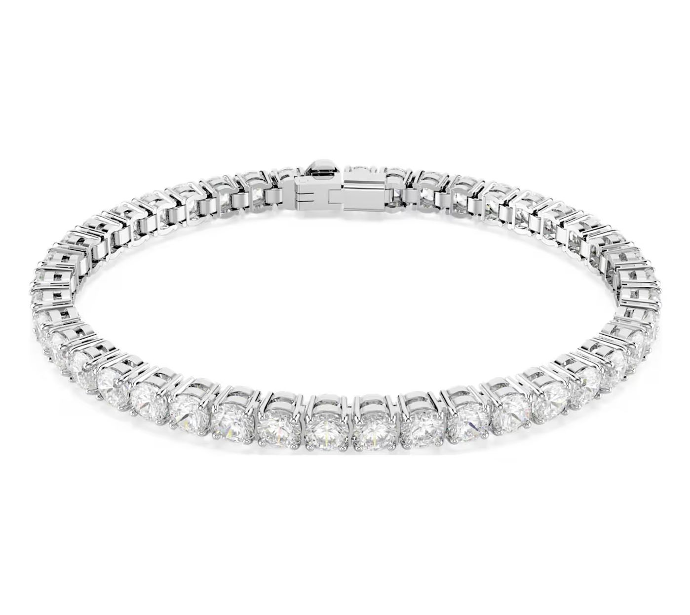 Matrix Tennis Bracelet, Round Cut, White-5660917
