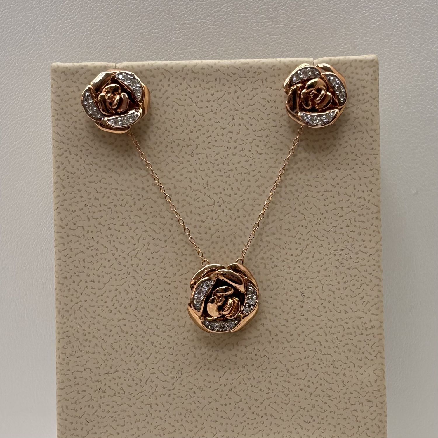 10K Rose Gold Diamond (0.20ct) Rose-Shaped Earrings