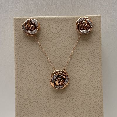 10K Rose Gold Diamond (0.20ct) Rose-Shaped Earrings