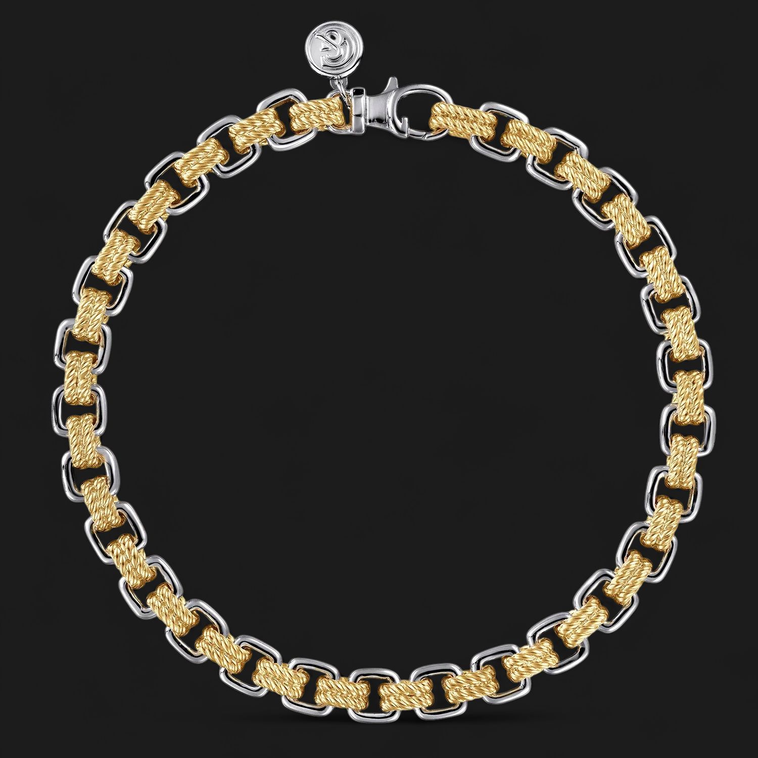 14K Yellow-White Gold Two Tone Chain Bracelet