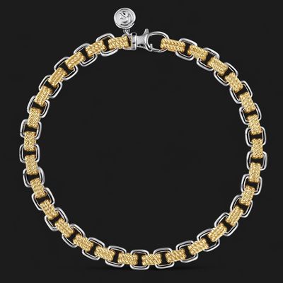 14K Yellow-White Gold Two Tone Chain Bracelet