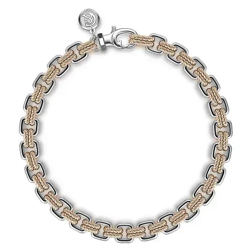 14K Yellow-White Gold Two Tone Chain Bracelet