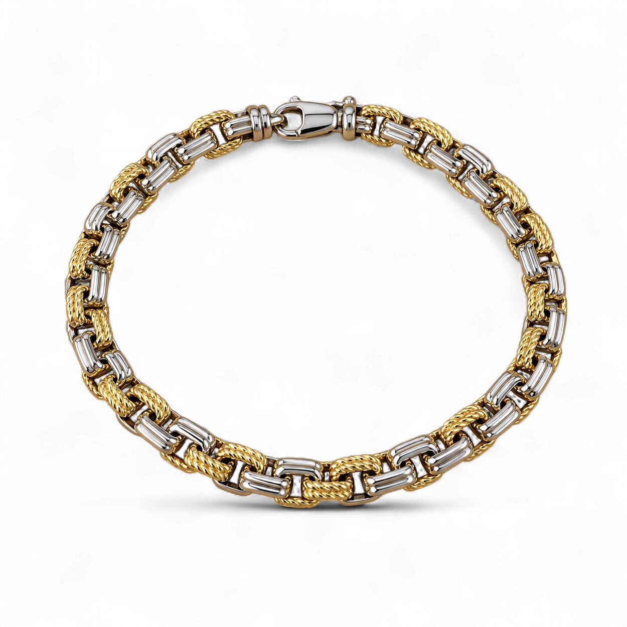Two Tone Men's Solid Chain Bracelet