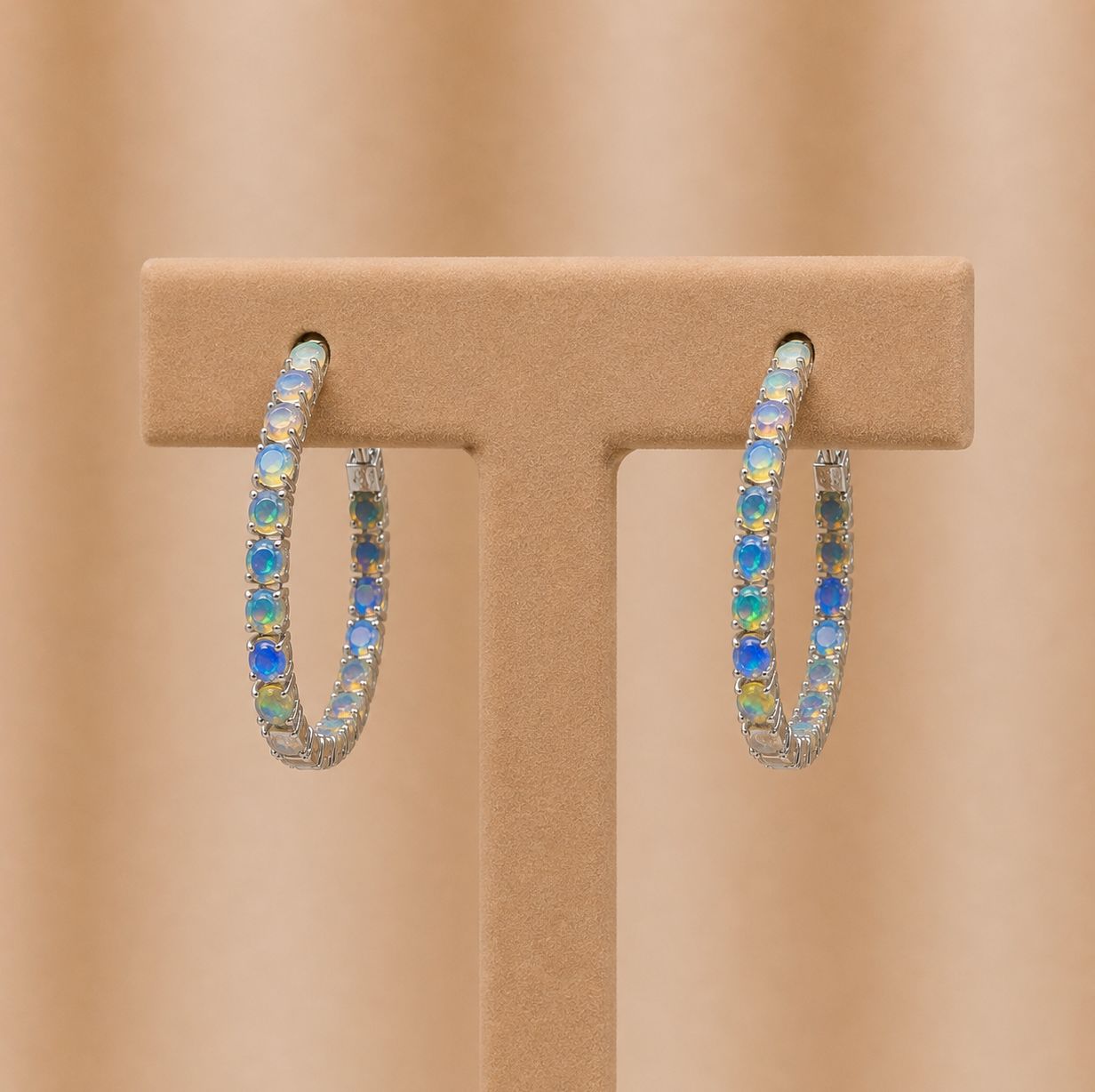 Prismatic Opal Hoop Earrings