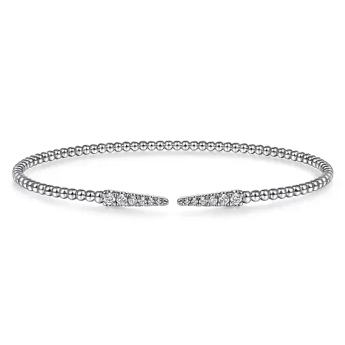 14KW Multi Row Textured Diamond Bangle