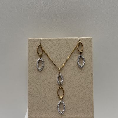 10K Two-Tone Diamond (0.26ct) Triple Link Earrings