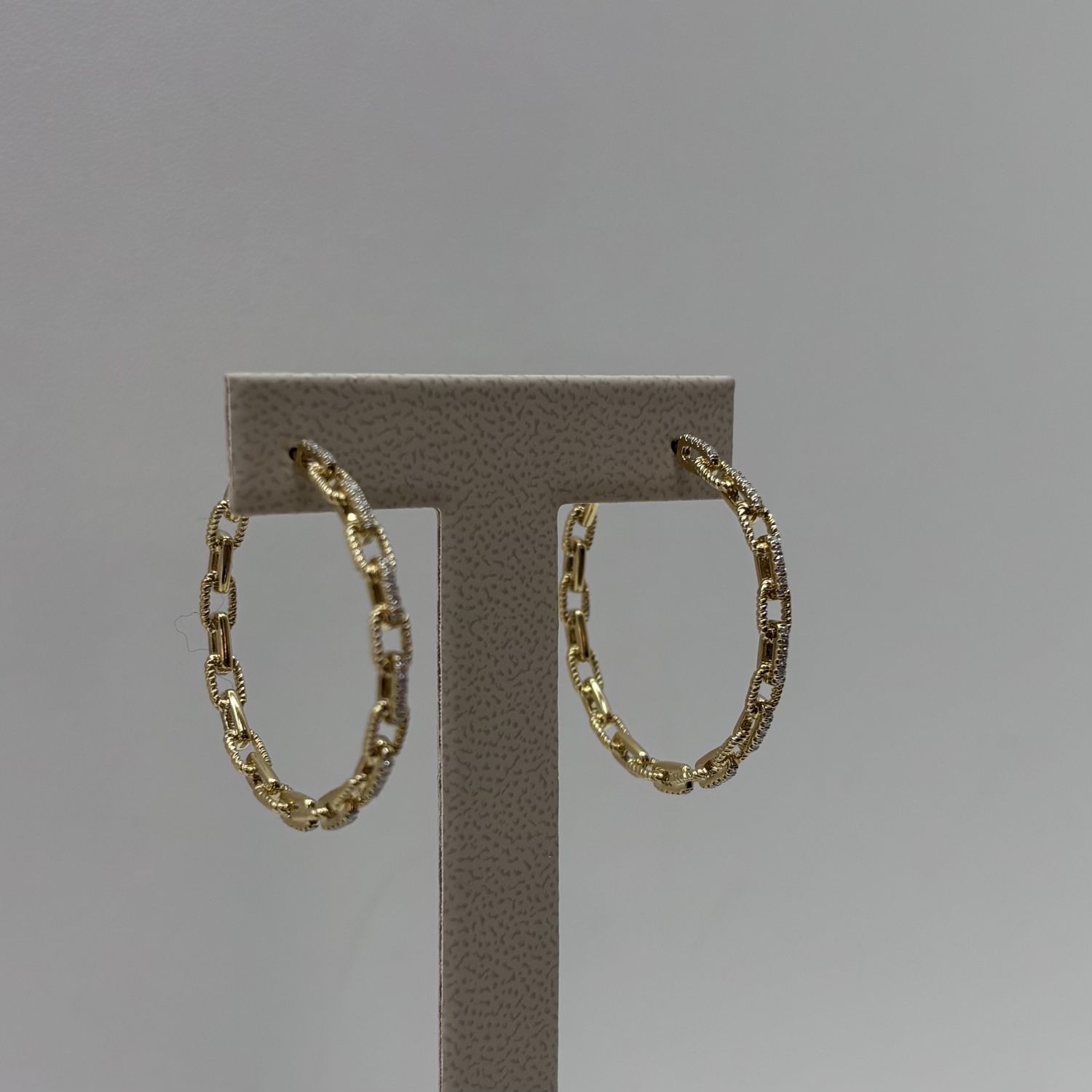 14KY Gold Chain Hoop Earrings Bassali