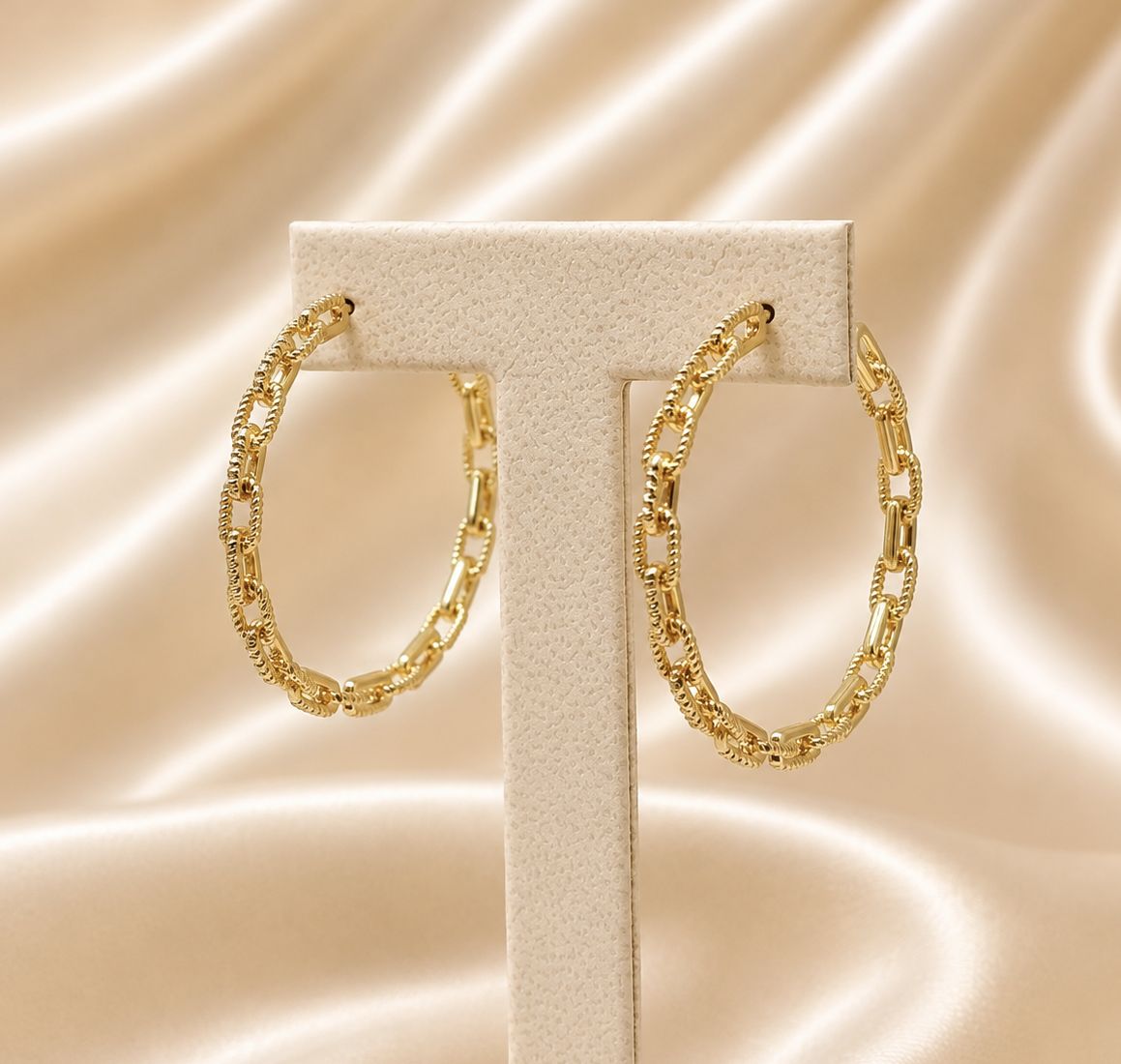 Mariner Diamond Link Hoop Earrings (Large)