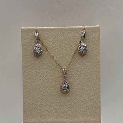 10KY Framed Tear Drop Diamond (0.30ct) Earrings