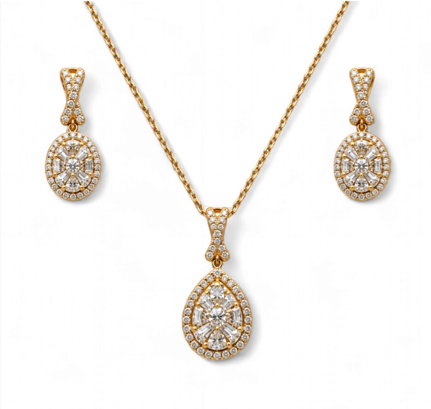 Framed Tear Drop Diamond Earrings