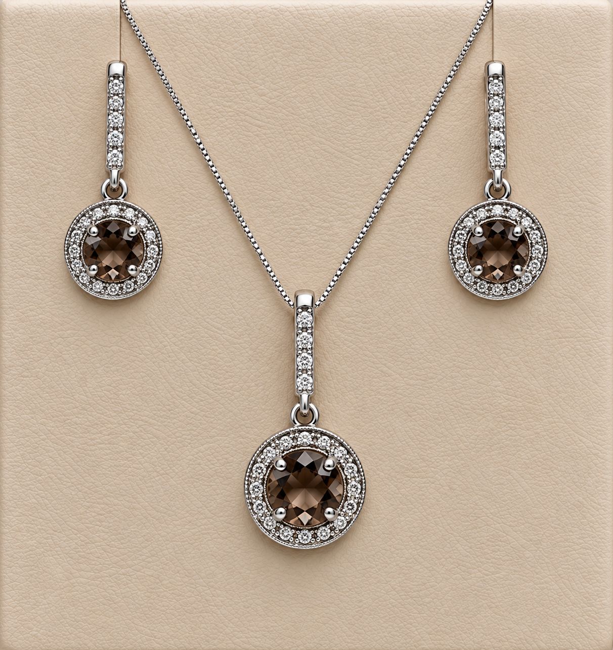 Smoky Quartz Diamond Dangle Earrings