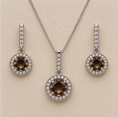Smoky Quartz Diamond Dangle Earrings
