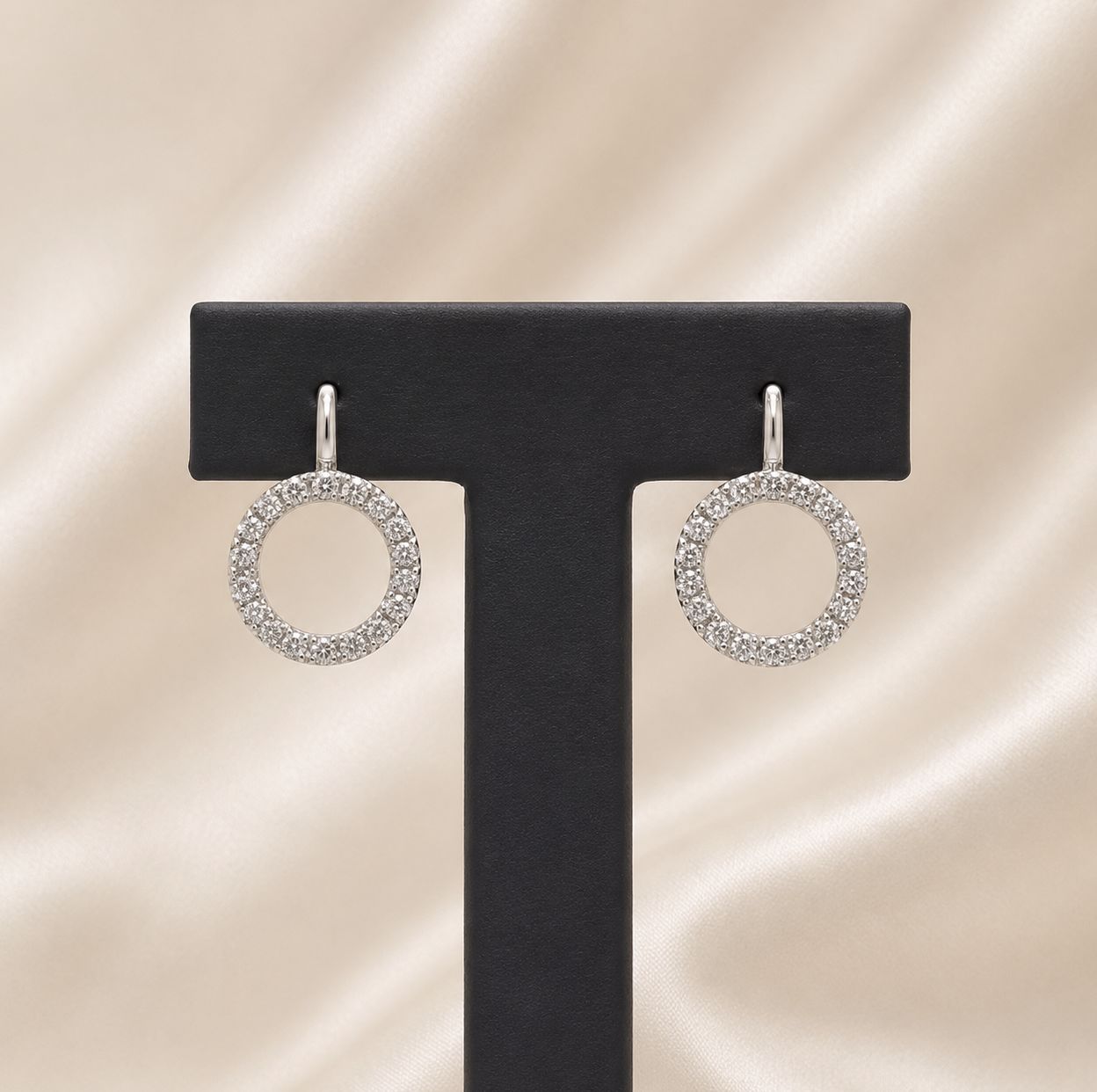 Circle Diamond Halo Dangle Earrings