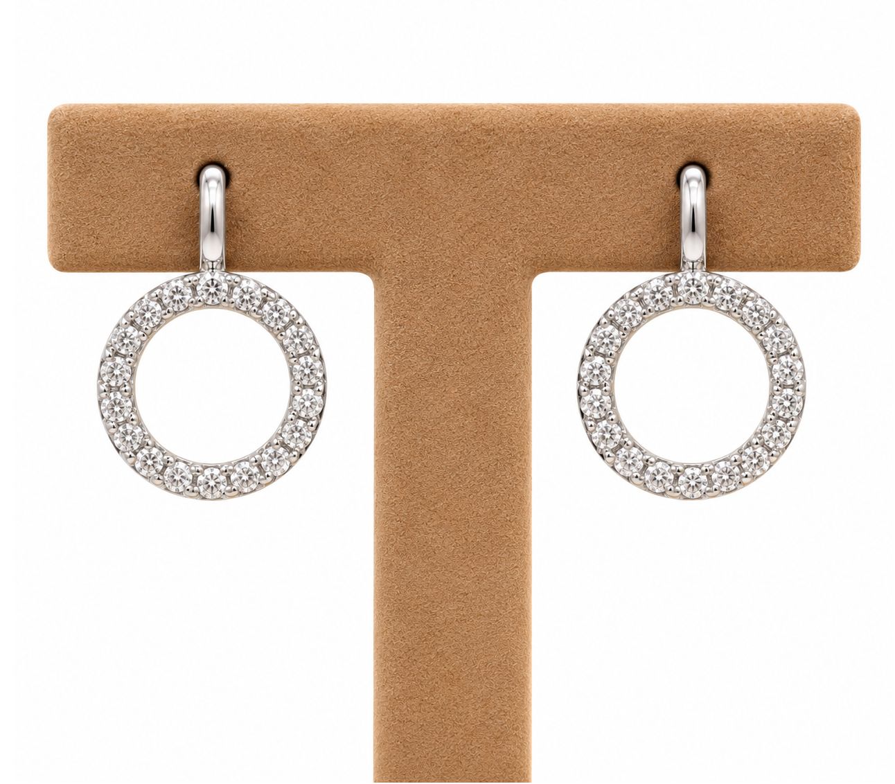 Circle Halo Diamond Dangle Earrings