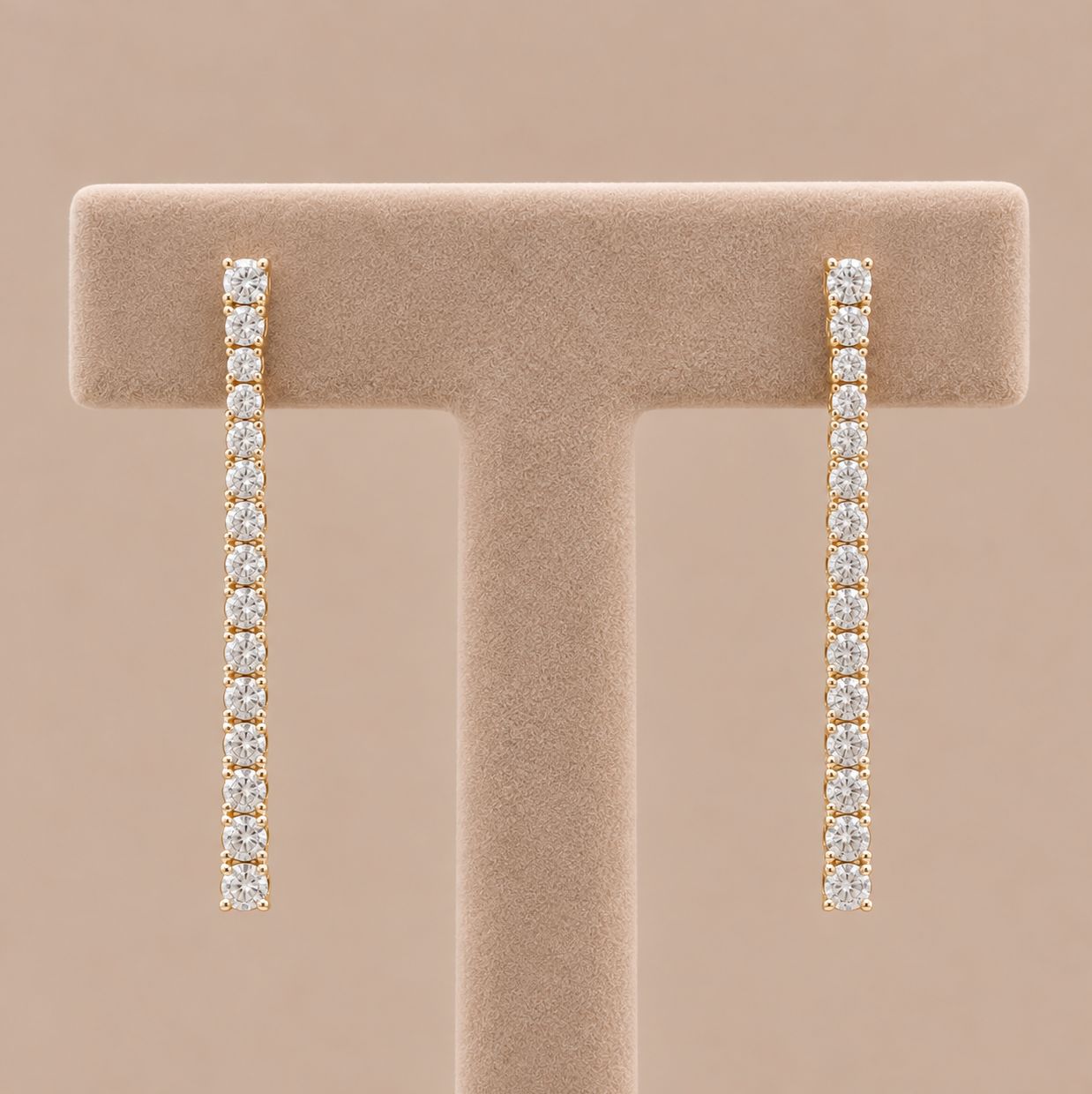Linear Yellow Gold Diamond Earrings