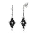 Onyx &amp; Diamond Inlay Dangle Earrings Bassali