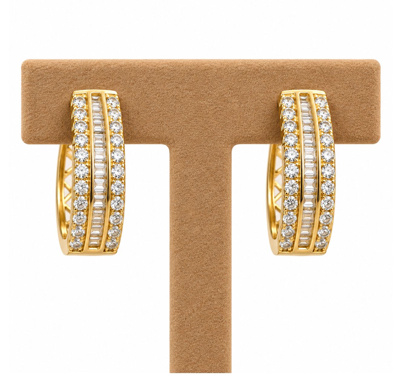 Round Princess Diamond Loop Earrings (Small)