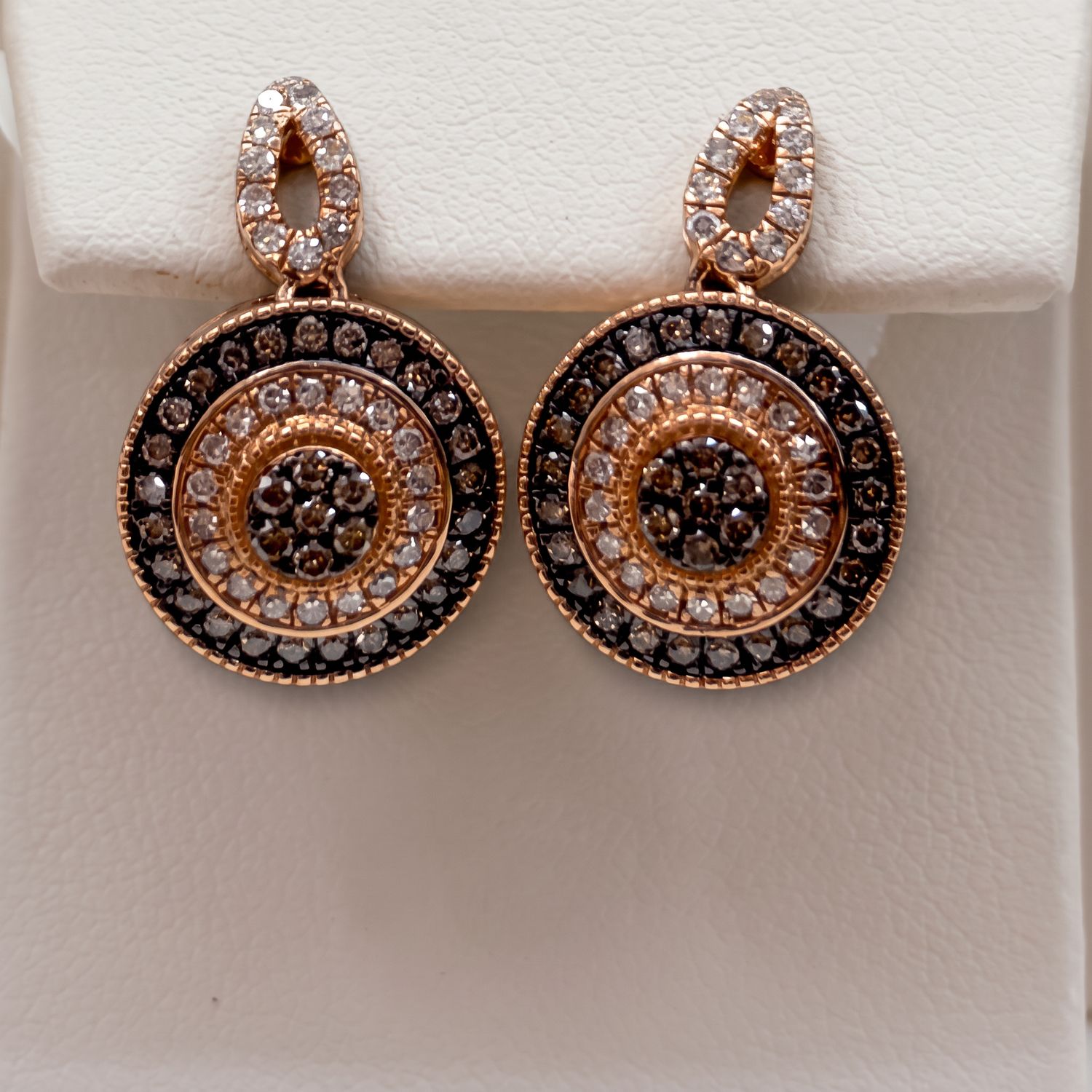 Round Chocolate Diamond Drop Earrings