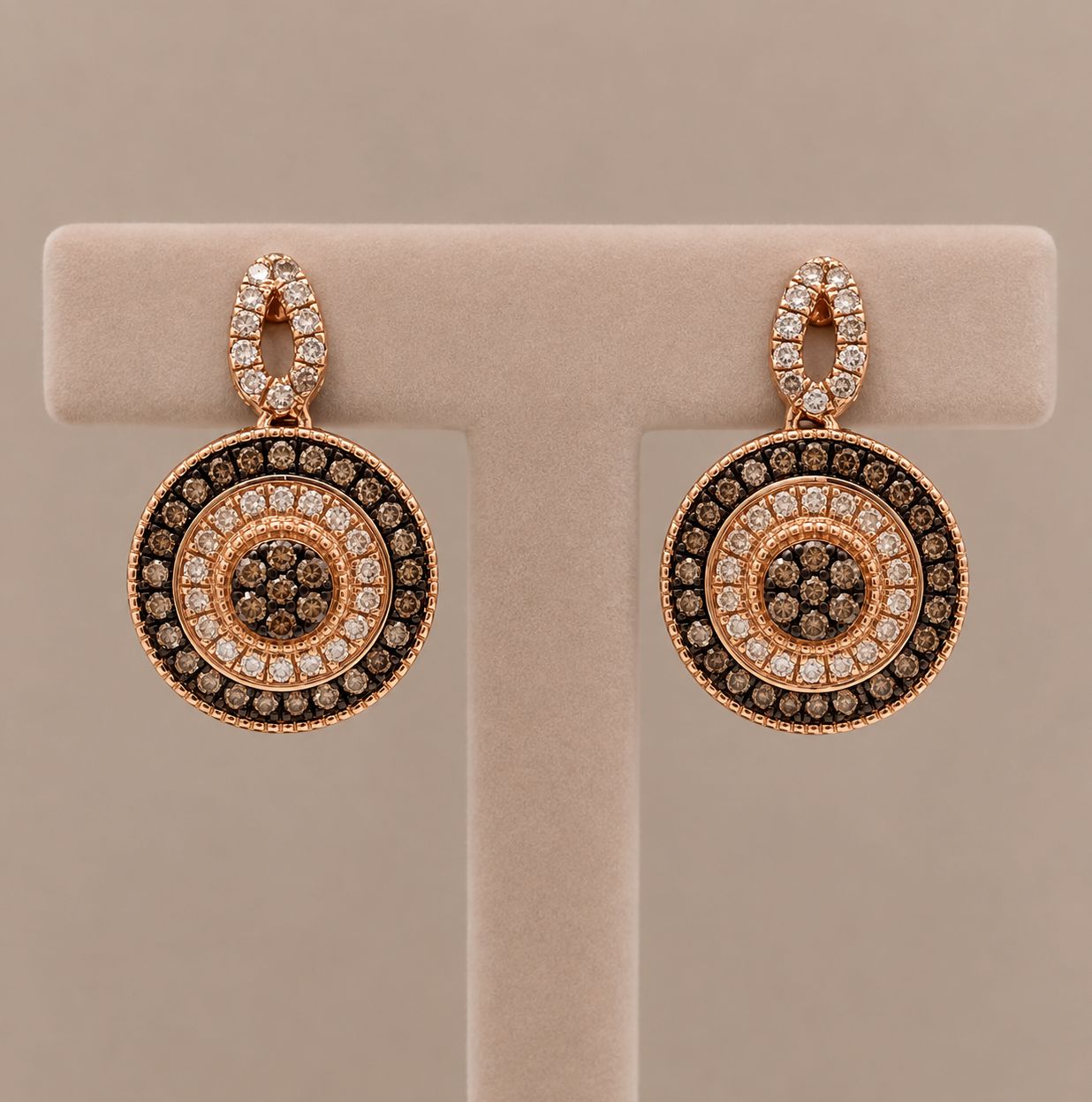 Round Chocolate Diamond Drop Earrings