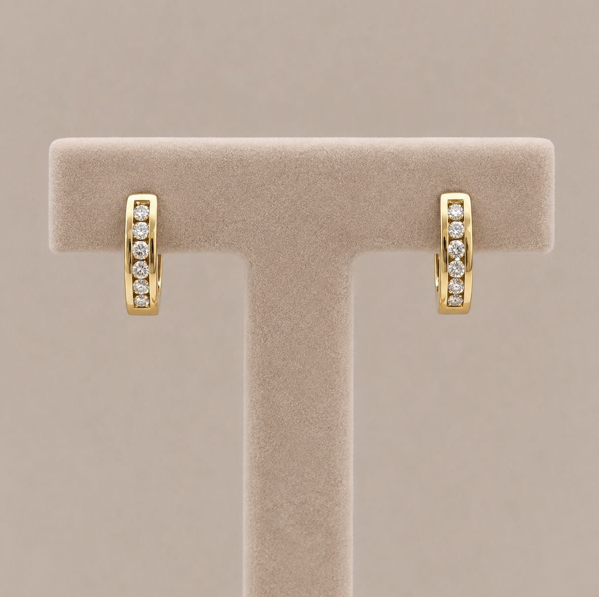 Small Gold Diamond Huggie Earrings