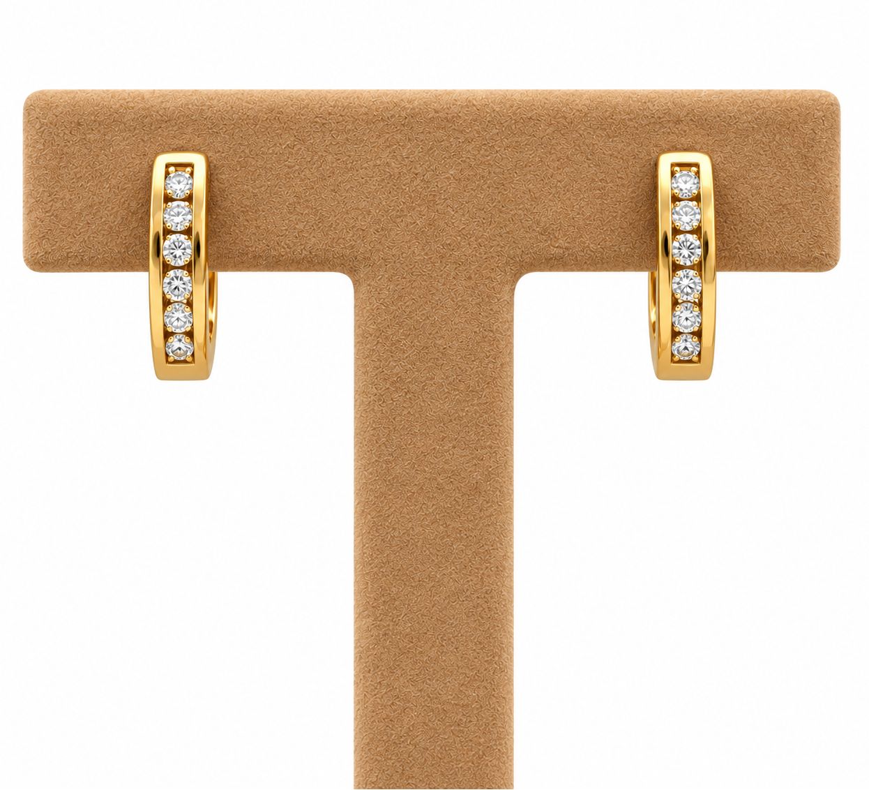 Gold Diamond Huggie Earrings-Small