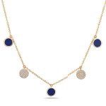 Two-tone Navy Circle Dangle Necklace Bassali