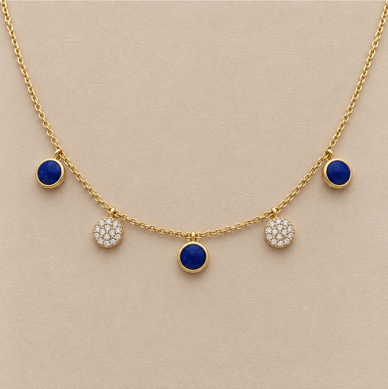 Lapis Lazuli &amp; Diamond Circle Dangle Pendant