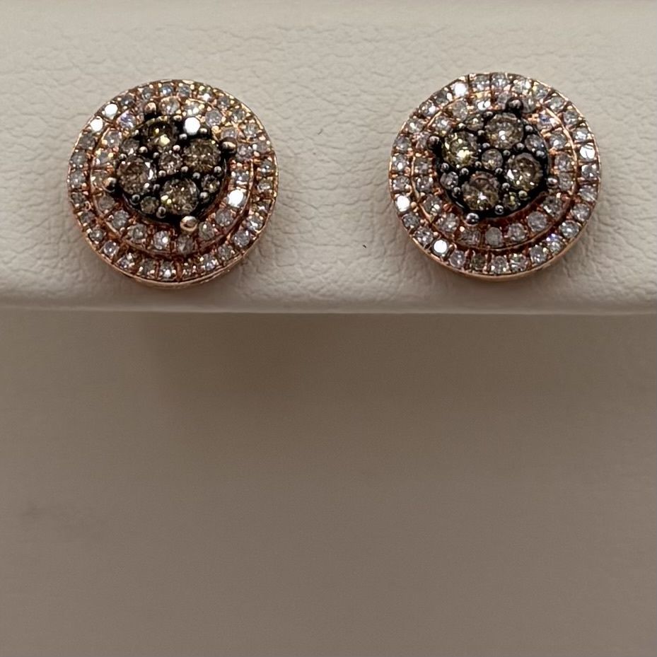 10KR Round Chocolate Diamond Earrings