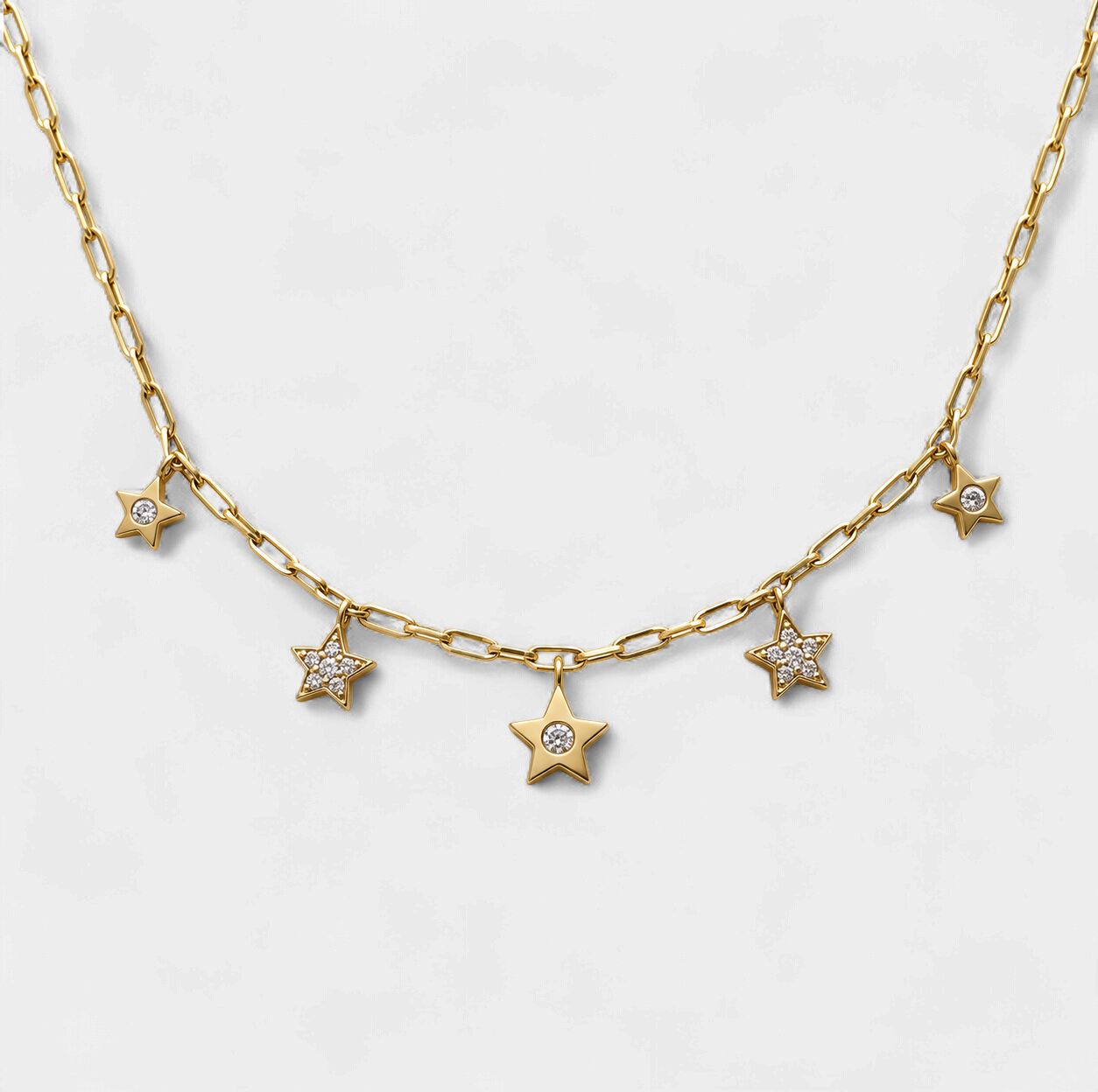 Star Charms Diamond Dangle Necklace