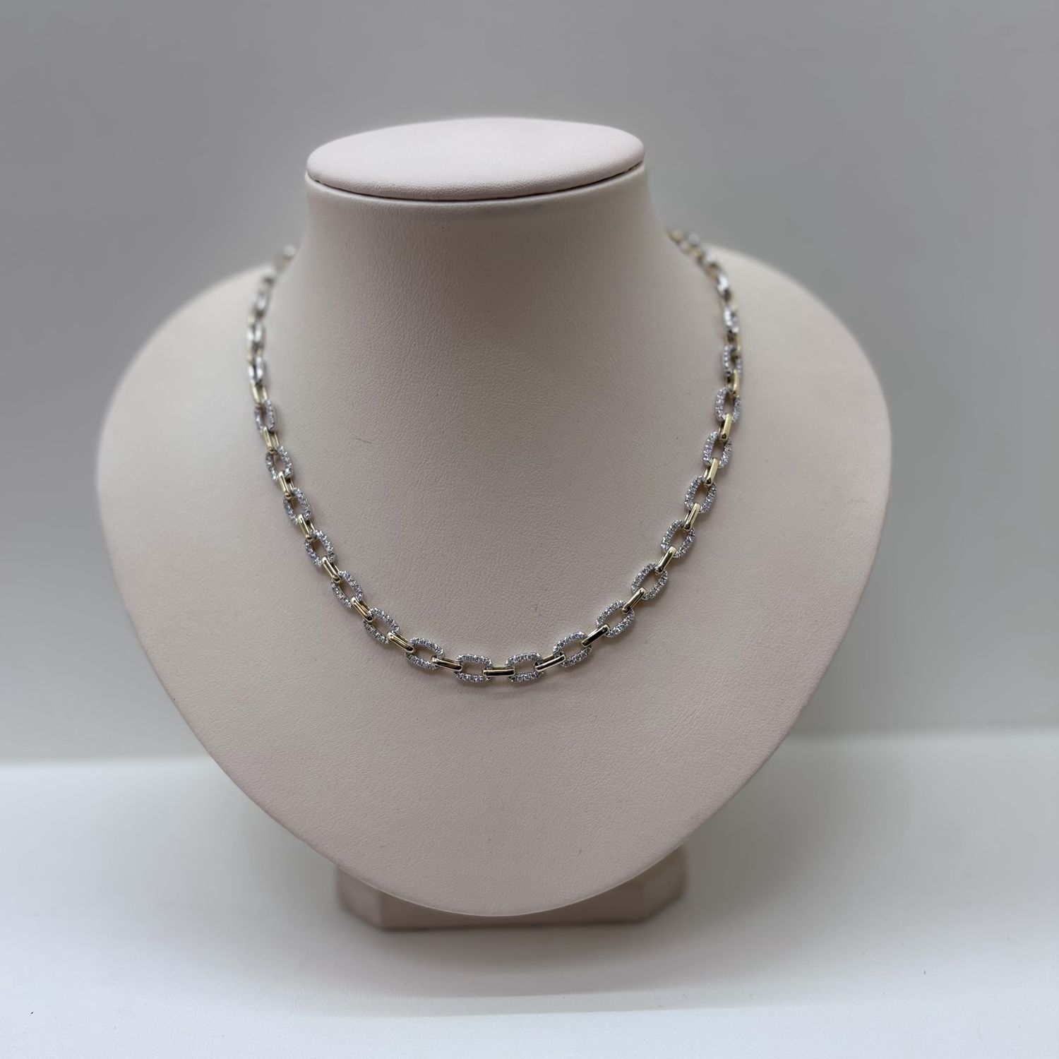 14KYW Two-Tone Chain w/ Diamonds Necklace Bassali
