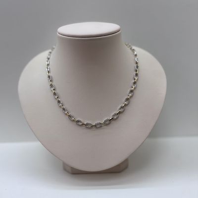 14KYW Two-Tone Chain w/ Diamonds Necklace Bassali