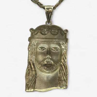 10k Yellow Gold Christ Head Pendant (13.g)