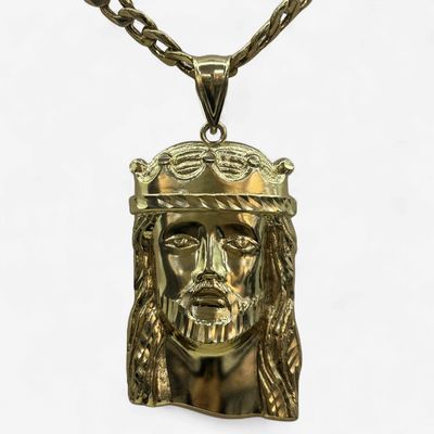 10k Yellow Gold Christ Head Pendant (13.g)