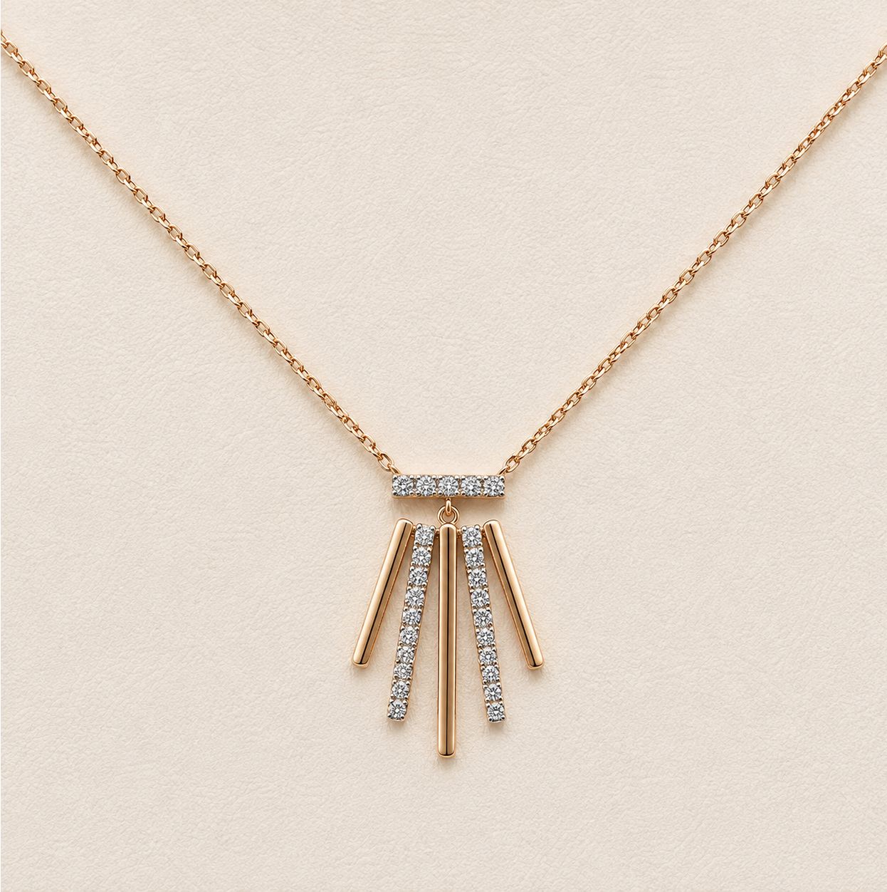 Diamond and Gold Tapered Bar Drop Pendant