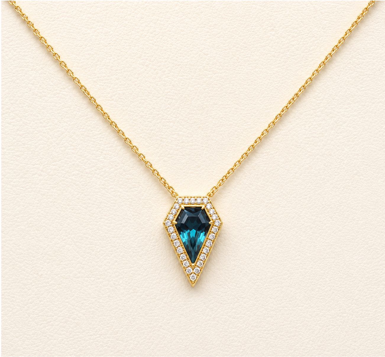 Blue Topaz Kite Cut Diamond Pendant