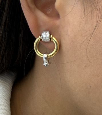 Mirage Two-Tone Round Diamond Earrings