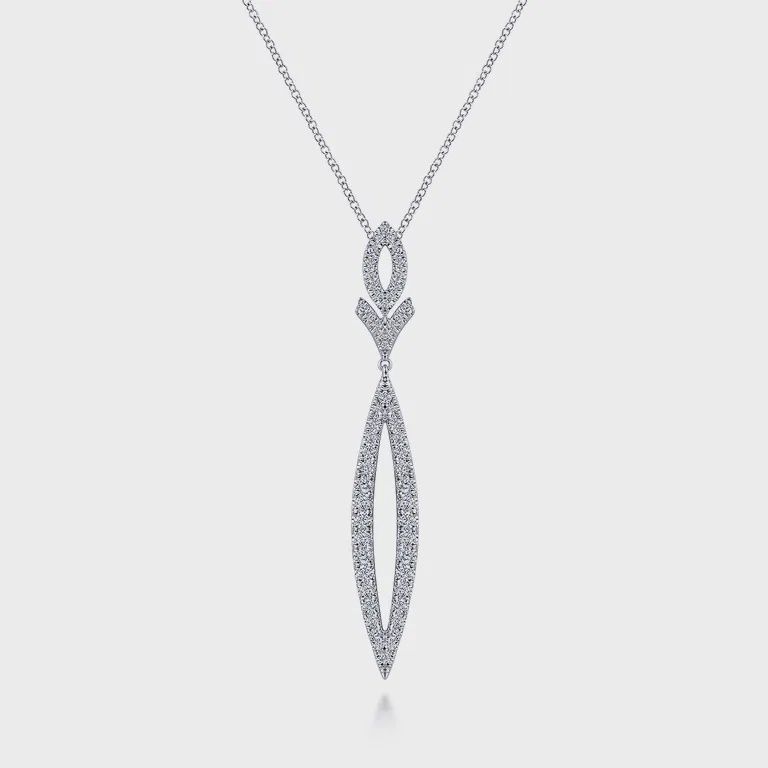14K White Gold Diamond Lariat Necklace