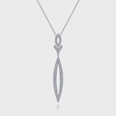 14K White Gold Diamond Lariat Necklace