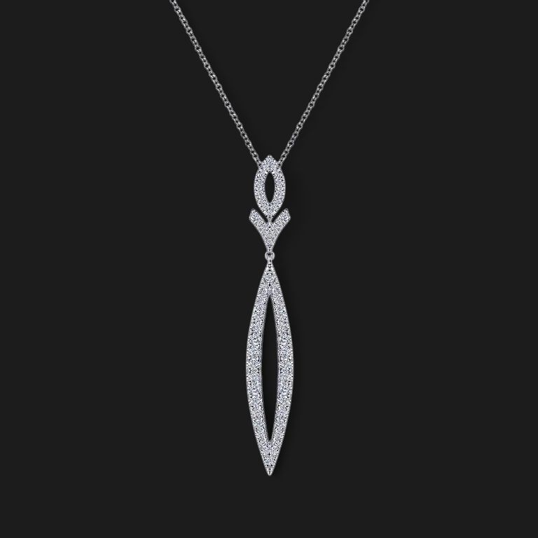 14K White Gold Diamond Lariat Necklace