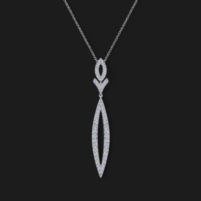 14K White Gold Diamond Lariat Necklace